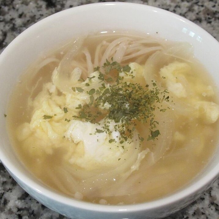 玉ねぎとえのきのたまごスープ